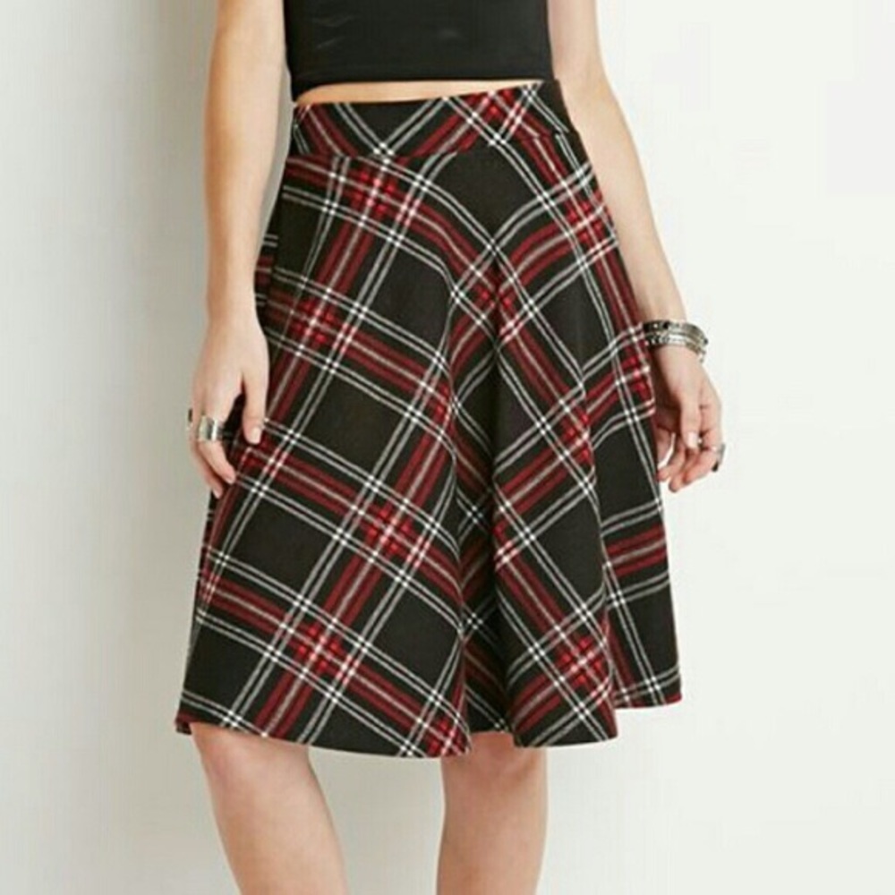 Forever 21 knee length plaid skirt!
